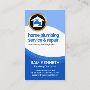 Blue Water Waves Curvature Plumbing Contractor Business Card