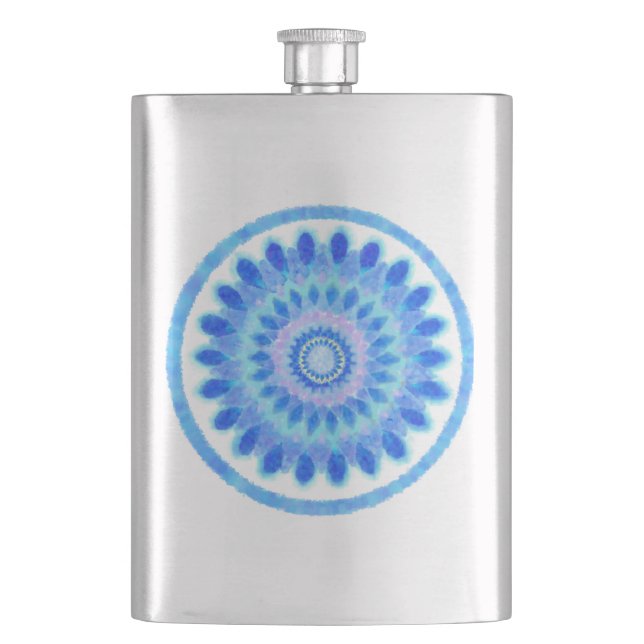 Blue Water Wheel Hip Flask (Front)