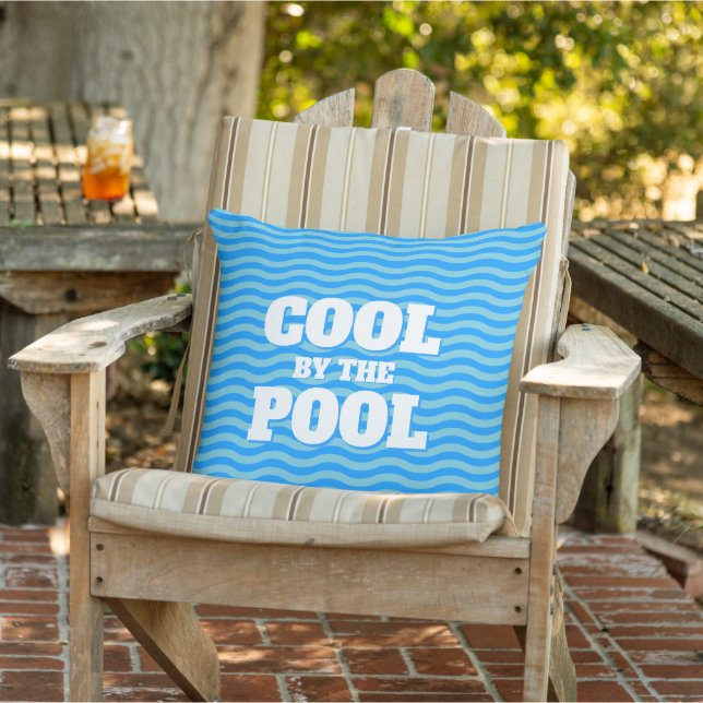 Blue water zig zag wave ripple flow lines big size cushion (Chair)
