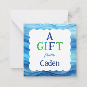 Blue Watercolor A Gift From Boys Enclosure Card