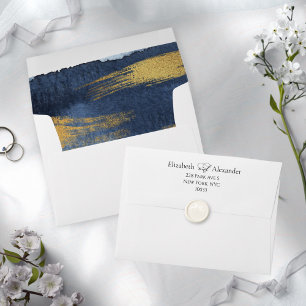 Blue Watercolor Abstract Liner & Return Address Envelope