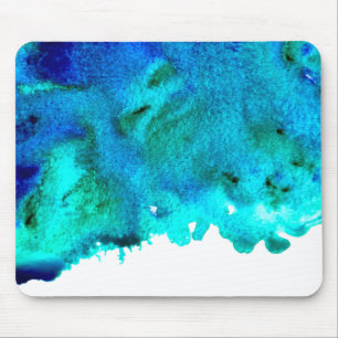 Blue watercolor abstract ocean design mouse pad