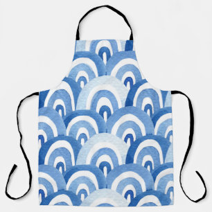 Blue Watercolor: Abstract Sea Waves Apron