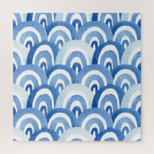 Blue Watercolor: Abstract Sea Waves Jigsaw Puzzle