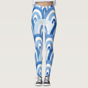 Blue Watercolor: Abstract Sea Waves Leggings