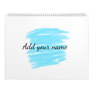 Blue watercolor add name text message here throw calendar