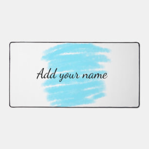 Blue watercolor add name text message here throw desk mat