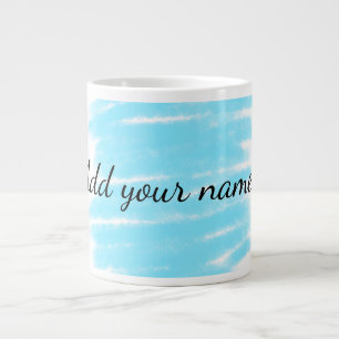 Blue watercolor add name text message here throw large coffee mug