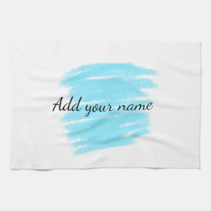 Blue watercolor add name text message here throw  tea towel