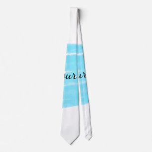 Blue watercolor add name text message here throw tie