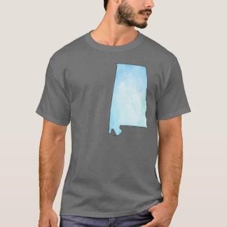 Blue Watercolor Alabama Shape Graphic T-Shirt
