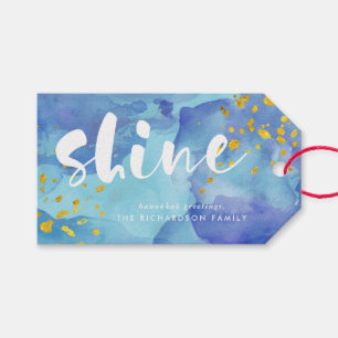 Blue Watercolor and Gold   Shine Gift Tags