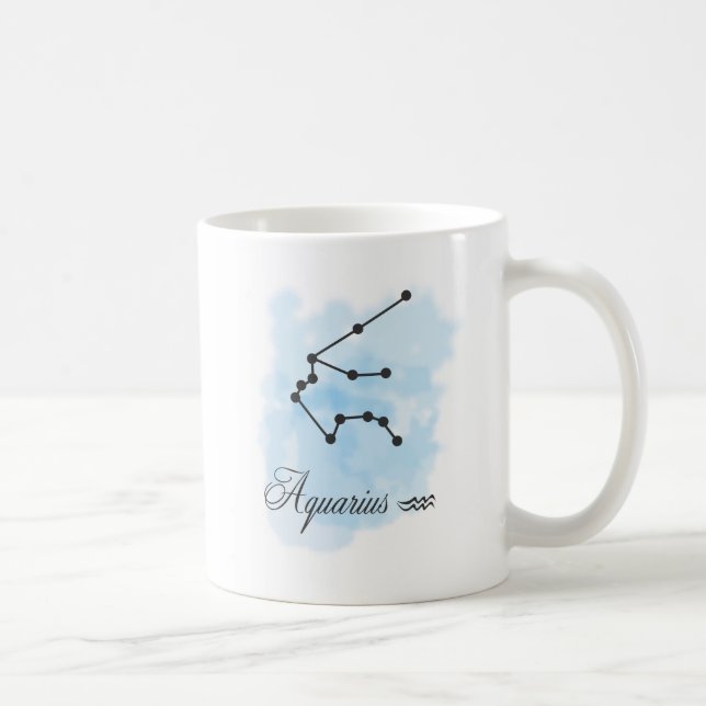 Blue Watercolor Aquarius Horoscope Coffee Mug (Right)