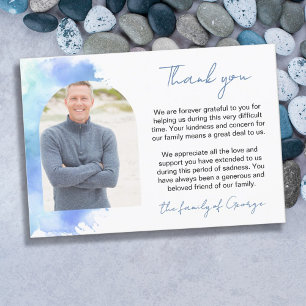 Blue Watercolor Arch Photo Sympathy Thank You