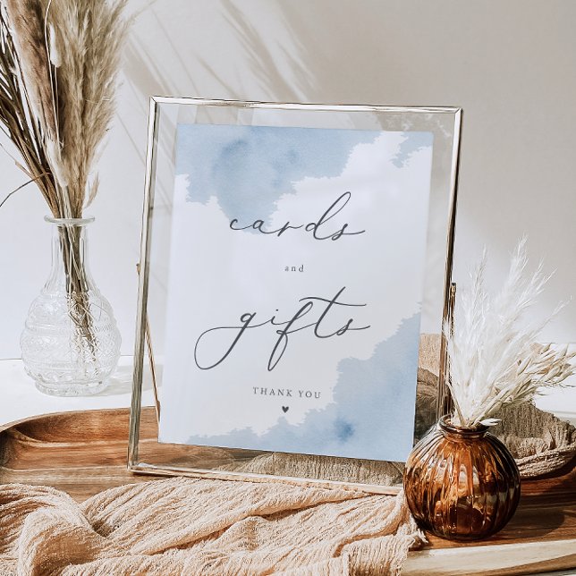 Blue Watercolor Baby Shower Cards & Gifts Sign  (Creator Uploaded)