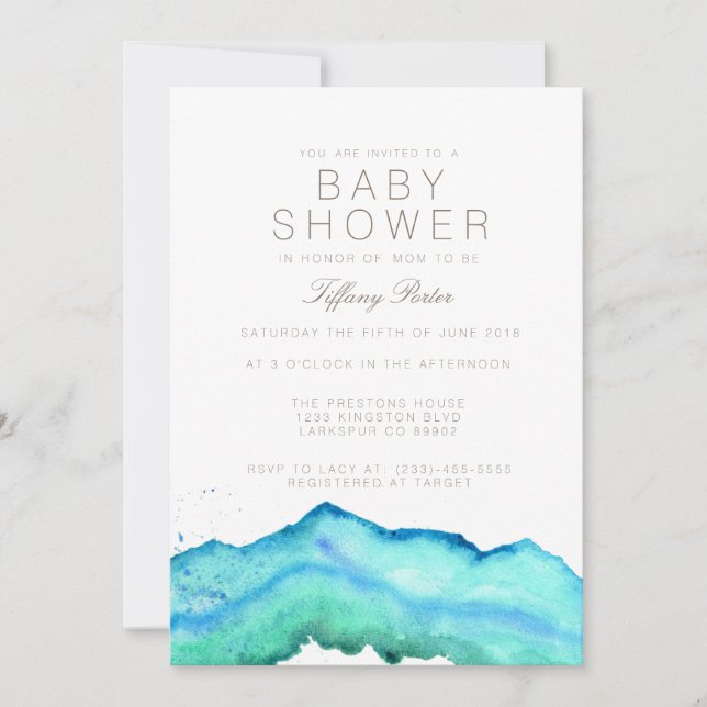 Blue Watercolor | Baby Shower Invitation (Front)
