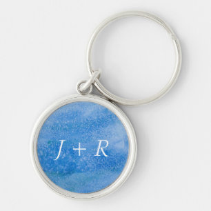 Blue Watercolor Background Key Ring