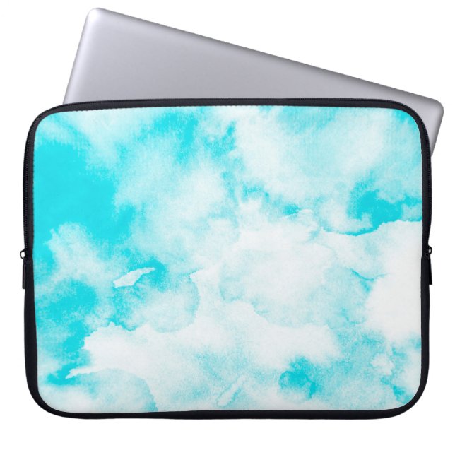 Blue watercolor background laptop sleeve (Front)