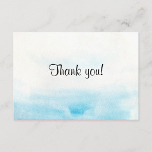 Blue watercolor background "Thank you card" Thank You Card