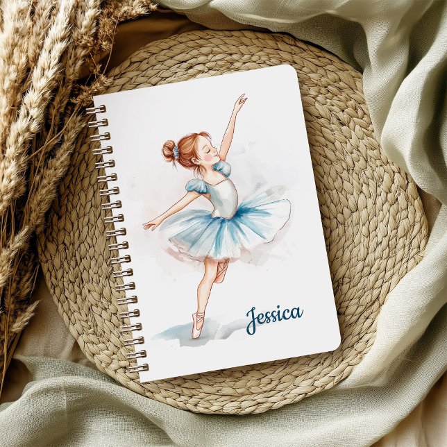 Blue Watercolor Ballerina Dancer  Notebook (Creator Uploaded)