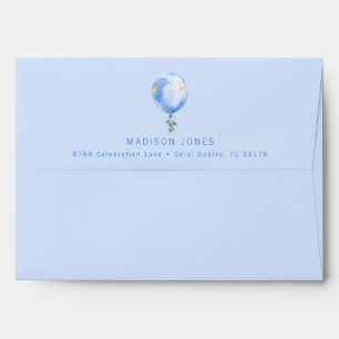 Blue Watercolor Balloon Baby Shower Envelope