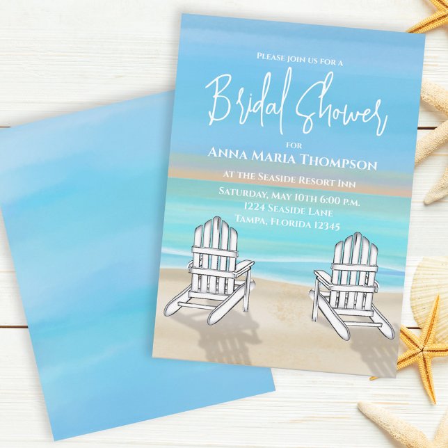 Blue Watercolor Beach Coastal Bridal Shower Invitation (Creator Uploaded)