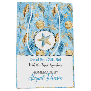 Blue Watercolor Beach Starfish Gift Set Packaging Medium Gift Bag