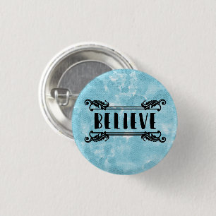Blue Watercolor - Believe 3 Cm Round Badge