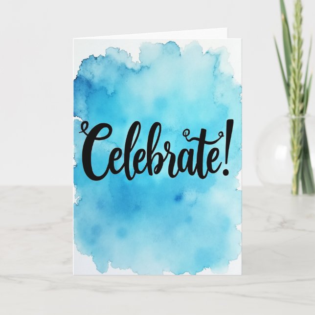 Blue Watercolor Birthday Card (Front)