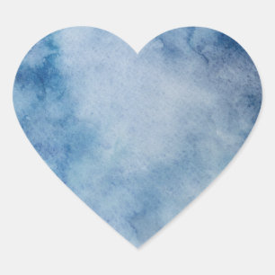Blue Watercolor Blank Template Heart Sticker