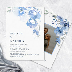 Blue Watercolor Blue Flowers Casual Wedding