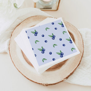 Blue Watercolor blueberry berry sweet birthday Napkin