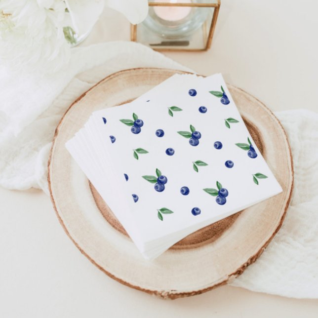 Blue Watercolor blueberry berry sweet birthday  Napkin (Creator Uploaded)