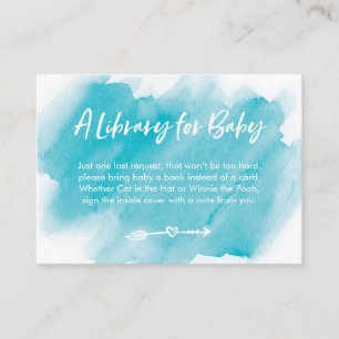 Blue watercolor Book Request Baby Shower Card