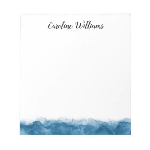 Blue watercolor border personalised name notepad