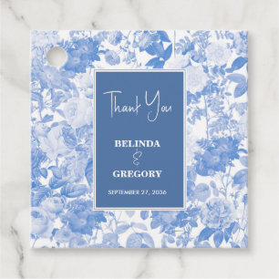 Blue Watercolor Botanical Florals Wedding  Favour Tags