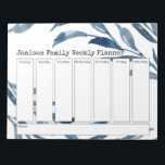 Blue Watercolor Botanicals Weekly Planner Notepad<br><div class="desc">In this design,  I added simple blue watercolor botanical layers to the background. The phrase "Jamison Family Weekly Planner" appears at the top; simply use the template fields to add your details as you see fit...  at very least change the name to your own!</div>