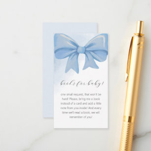 Blue Watercolor Bow Baby Shower Books for Baby Enclosure Card