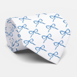 Blue Watercolor Bow Pattern Tie