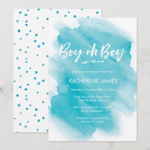 Blue watercolor Boy Baby Shower invitation