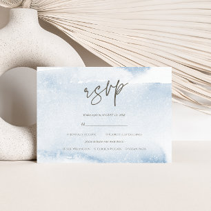 Blue Watercolor Boy Baptism RSVP Card