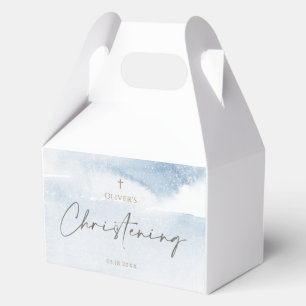 Blue Watercolor Boy Christening Favour Box