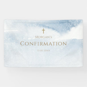 Blue Watercolor Boy Confirmation Banner