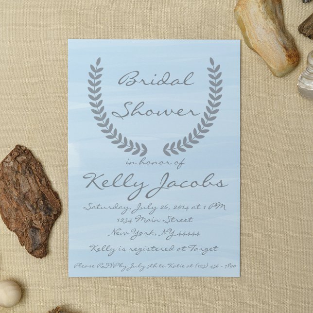 Blue Watercolor Bridal Shower Invitation (Creator Uploaded)