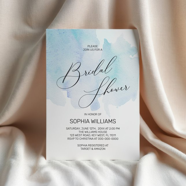 Blue Watercolor Bridal Shower Invitation (Creator Uploaded)