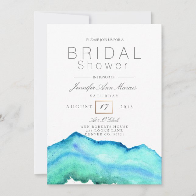 Blue Watercolor | Bridal Shower Invitation (Front)