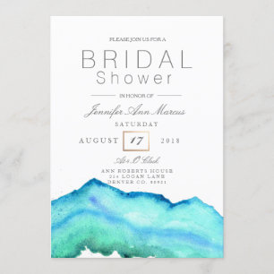 Blue Watercolor Bridal Shower Invitation