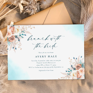 Blue Watercolor Brunch Bridal Shower Invitation