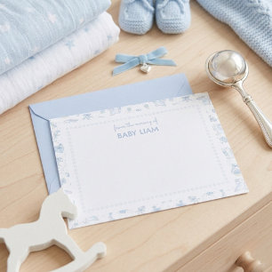 Blue Watercolor Bunny Baby Nursery Note Card