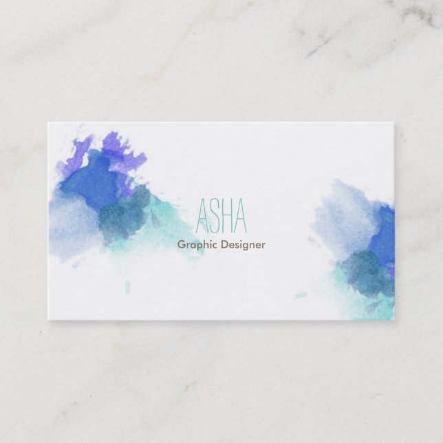 Blue Watercolor Business card (Front)